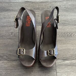 Michael Kors Dark Brown Wedge Sandals
